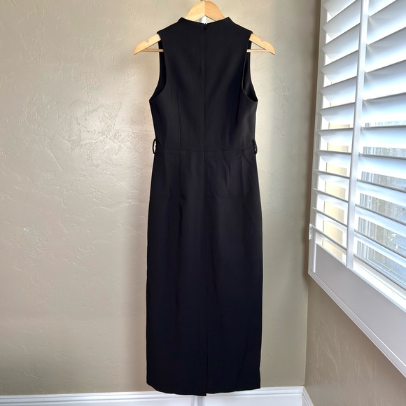 Commense Black Sleeveless V Neck Belted Midi Dress Small NWT - Picture 6 of 9